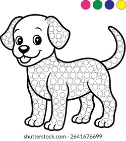 A cute, happy, cartoon animal drawing of a playful puppy and a sweet bunny illustration, perfect for a children's book.