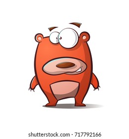Cute happy cartoon bear illustration. Vector, eps10