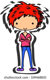 Cute happy cartoon boy
