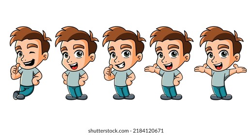 Cute happy cartoon boy. vector