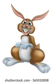 A cute happy cartoon bunny rabbit, could be the Easter bunny