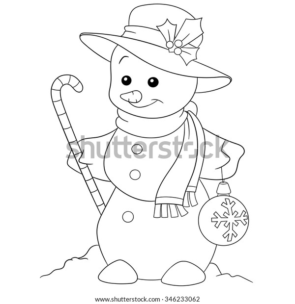 Cute Happy Cartoon Christmas Snowman Holding Stock Vector (Royalty Free ...