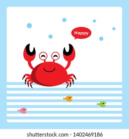 cute happy cartoon crab card