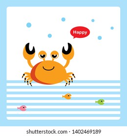 cute happy cartoon crab card