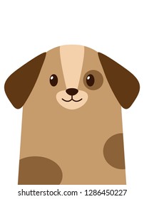 Cute happy cartoon dog on white background with a place for text. Vector illustration