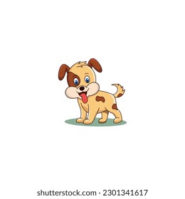 Icono de vector de perro de dibujos animados simples y felices