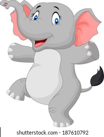 Cute happy cartoon elephant 