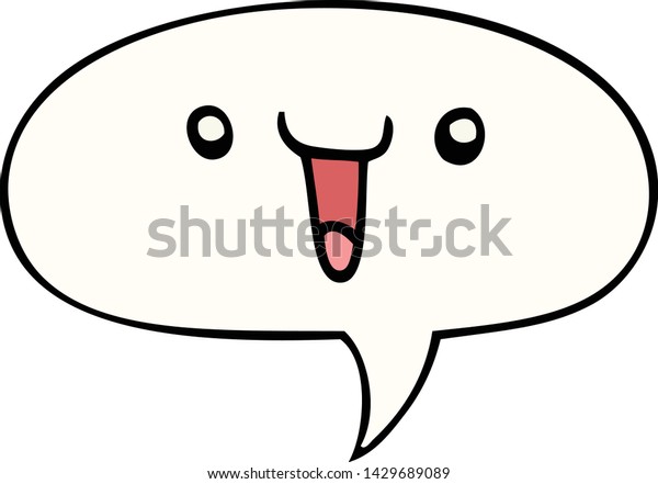 Cute Happy Cartoon Face Speech Bubble Stock Vector Royalty Free 1429689089 Shutterstock