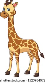 Cute happy cartoon giraffe standing