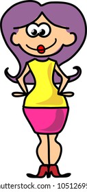 Cute happy cartoon girl
