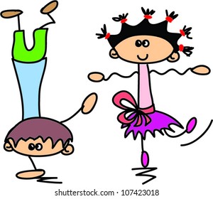 Cute happy cartoon kids