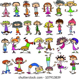 Cute happy cartoon kids