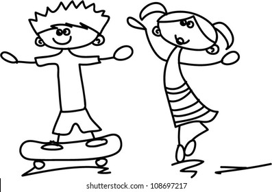Cute happy cartoon kids