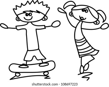Cute happy cartoon kids