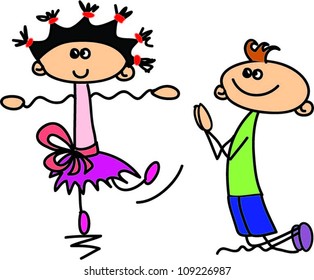 Cute happy cartoon kids