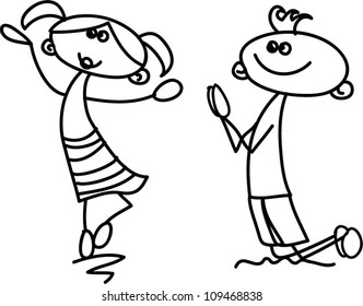 Cute happy cartoon kids