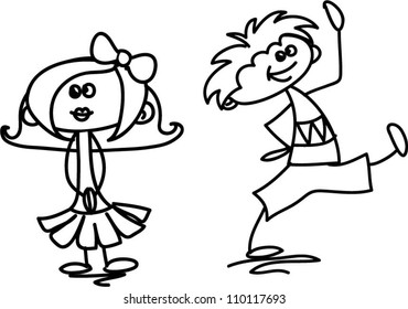 Cute happy cartoon kids