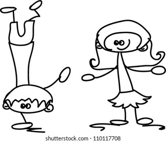 Cute happy cartoon kids