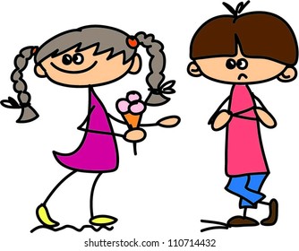 Cute happy cartoon kids