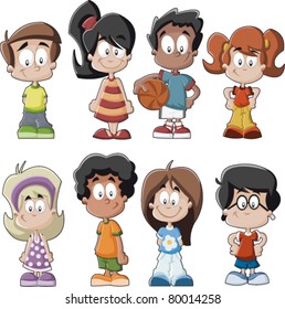 Cute happy cartoon kids