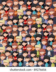 Cute happy cartoon kids texture wallpaper