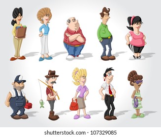 Cute happy cartoon old people