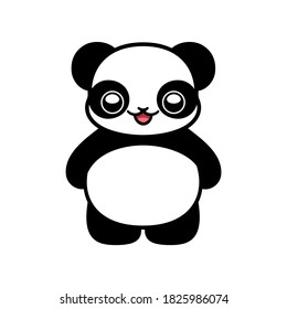 Cute happy cartoon panda character vector illustration