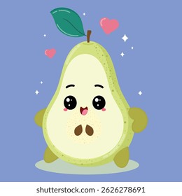 Cute And Happy Cartoon Pear Fruit Clipart Illustration