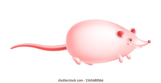 Cute happy cartoon rat character. Gradient mesh illustration.