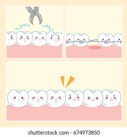 cute happy cartoon tooth with health dental care