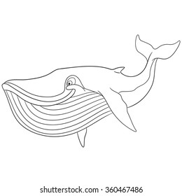 Cute Happy Cartoon Whale Swimming Stock Vector (Royalty Free) 360467486