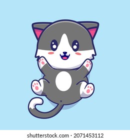 cute happy cat cartoon illustration