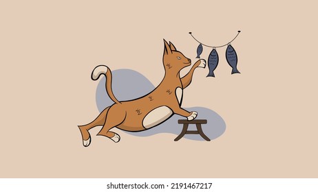 Cute happy cat character illustration