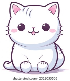 Cute Happy Cat In Clip Art Style, Tshirt