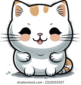 Cute Happy Cat In Clip Art Style, Tshirt