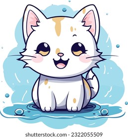 Cute Happy Cat In Clip Art Style, Tshirt