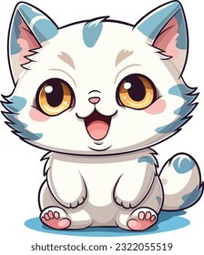 Cute Happy Cat In Clip Art Style, Tshirt