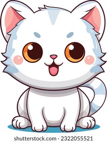 Cute Happy Cat In Clip Art Style, Tshirt