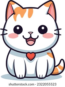 Cute Happy Cat In Clip Art Style, Tshirt