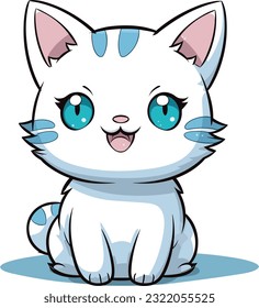 Cute Happy Cat In Clip Art Style, Tshirt