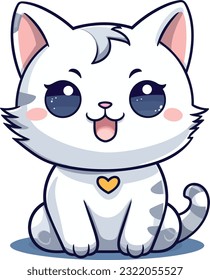 Cute Happy Cat In Clip Art Style, Tshirt