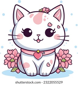 Cute Happy Cat In Clip Art Style, Tshirt