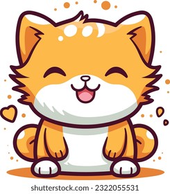 Cute Happy Cat In Clip Art Style, Tshirt