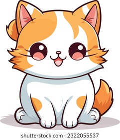 Cute Happy Cat In Clip Art Style, Tshirt