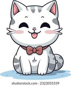 Cute Happy Cat In Clip Art Style, Tshirt
