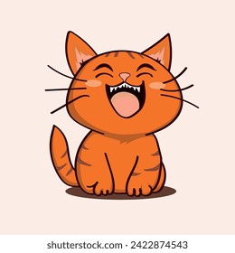 Cute Happy Cat In Clip Art Style, Tshirt