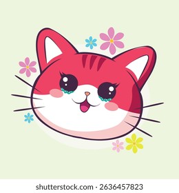 Cute Happy Cat In Clip Art Style, Tshirt