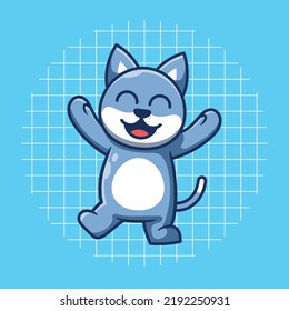Cute happy cat mascot vector illustration