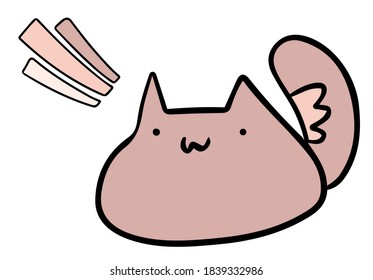 Cute happy cat in pastel colors cartoon character vector. Kitten from the holiday collection Christmas, Birthday, cozy home.