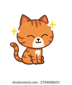 Cute Happy Cat with Sparkles Vector